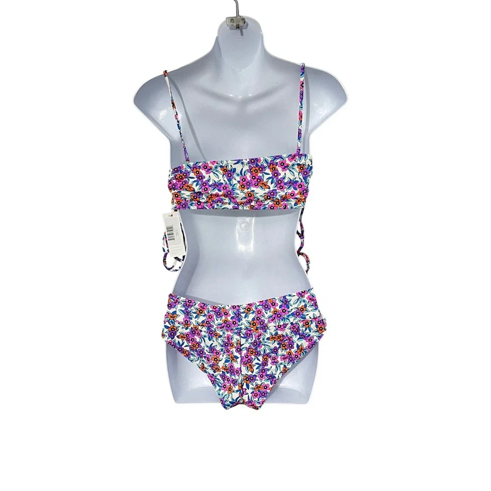 New Frankie's Bikinis Nick Bikini bottoms flower farm and London Bikini Top L/XL